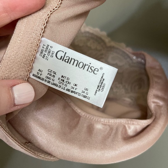 Glamorise Wonderwire Front Closure Bra in Cafe Size 34G Nude‎ Tan Cream Lace - Picture 16 of 16